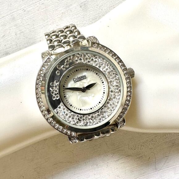 Catherine Malandrino silver tone bling rhinestone watch - Picture 1 of 9